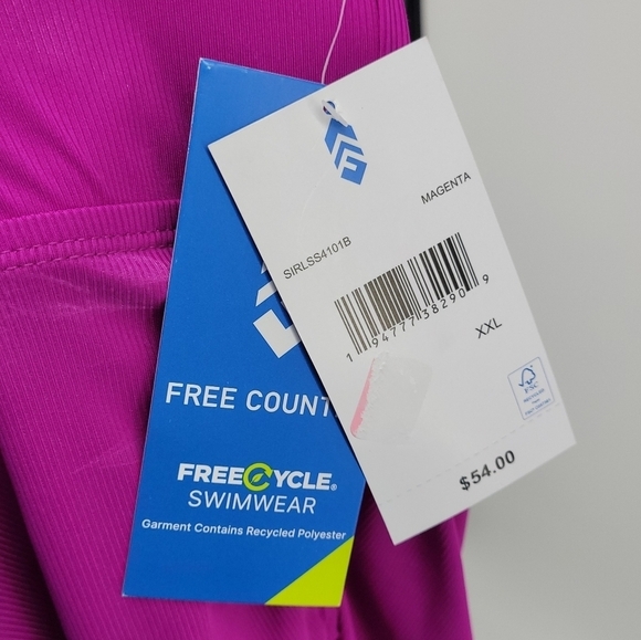 Free Country Women's Magenta Plus Size Track Stripe Tankini Size xxl - Picture 12 of 14